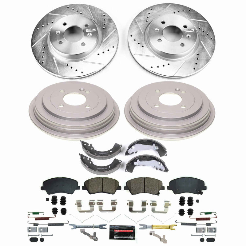 Power Stop K15499DK-36 - Front And Rear Z36 Severe-Duty Truck And Tow 1-Click Pad And Rotor Kit With Drum And Brake Shoes vehicle fitment brake part