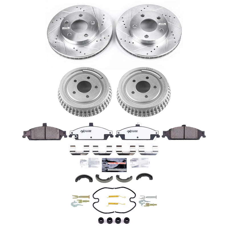 Power Stop K15505DK-26 Front And Rear Z26 Street Warrior 1-Click Pad And Rotor Kit With Drum And Brake Shoes for 2003-2004 Oldsmobile Alero Rear Drum product image