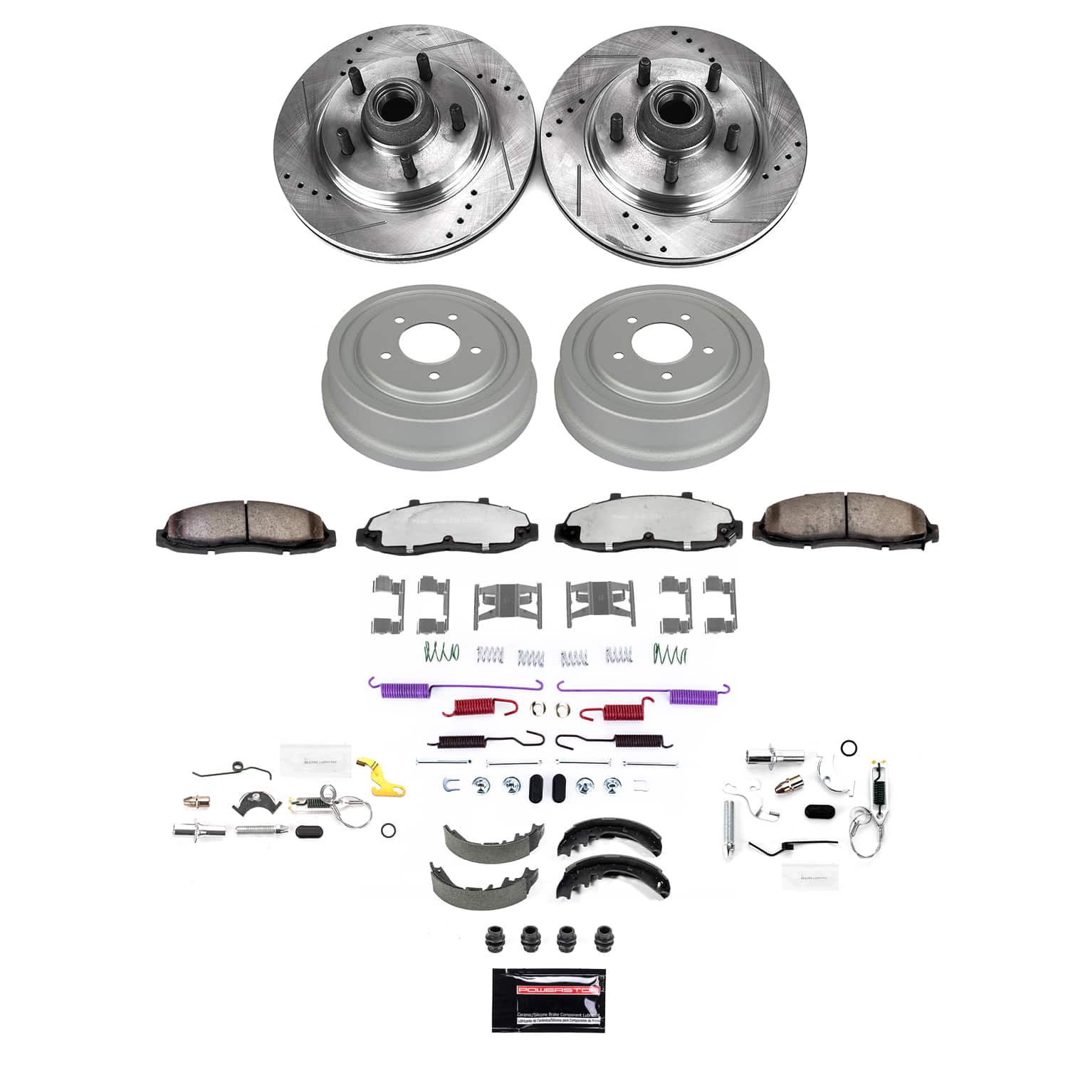 Power Stop K15506DK-36 Front And Rear Z36 Severe-Duty Truck And Tow 1-Click Pad And Rotor Kit With Drum And Brake Shoes for 2001-2002 Ford F-150 Rear Wheel Drive Rear Drum product image