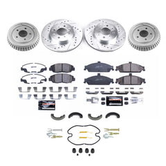 Power Stop K15507DK-26 Front And Rear Z26 Street Warrior 1-Click Pad And Rotor Kit With Drum And Brake Shoes for 2000 Honda Civic EX Coupe (2 Door) product image