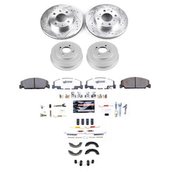 Power Stop K15508DK-26 Front And Rear Z26 Street Warrior 1-Click Pad And Rotor Kit With Drum And Brake Shoes for 2000 Honda Civic DX, Hx Coupe (2 Door) product image