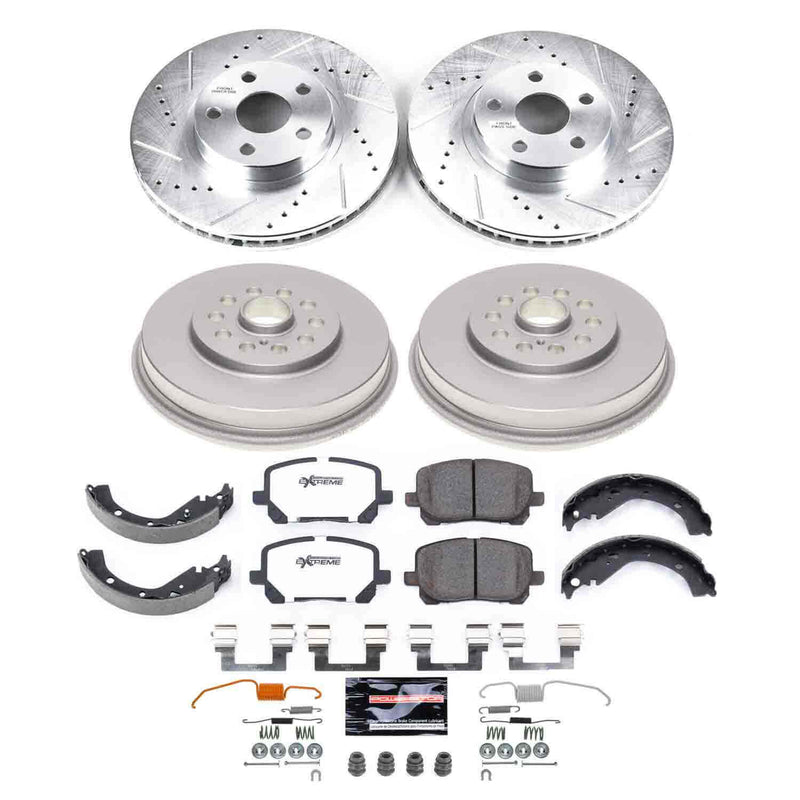Power Stop K15536DK-26 - Front And Rear Z26 Street Warrior Pad And Rotor Kit With Drum And Brake Shoes vehicle fitment brake part