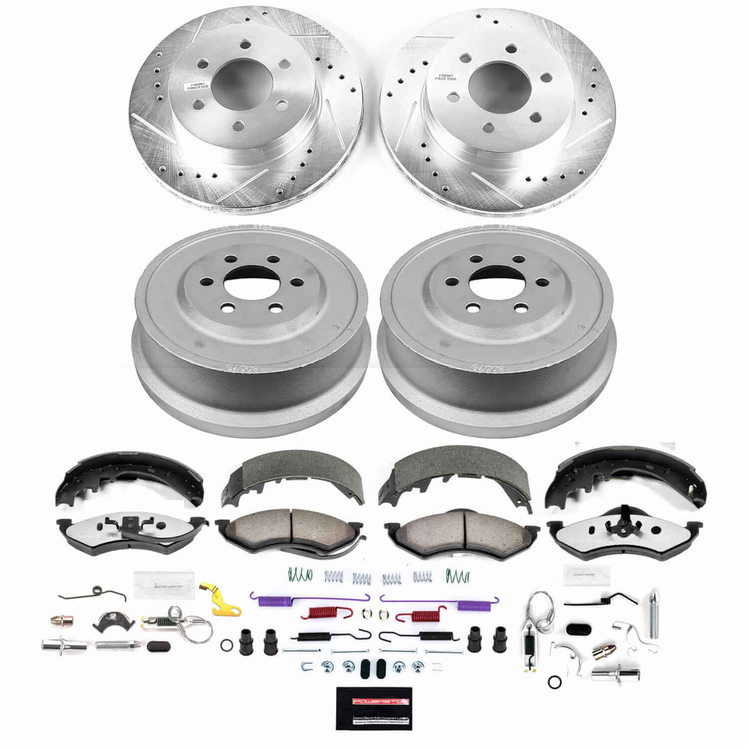 Power Stop K15540DK-36 - Front And Rear Z36 Severe-Duty Truck And Tow 1-Click Pad And Rotor Kit With Drum And Brake Shoes vehicle fitment brake part
