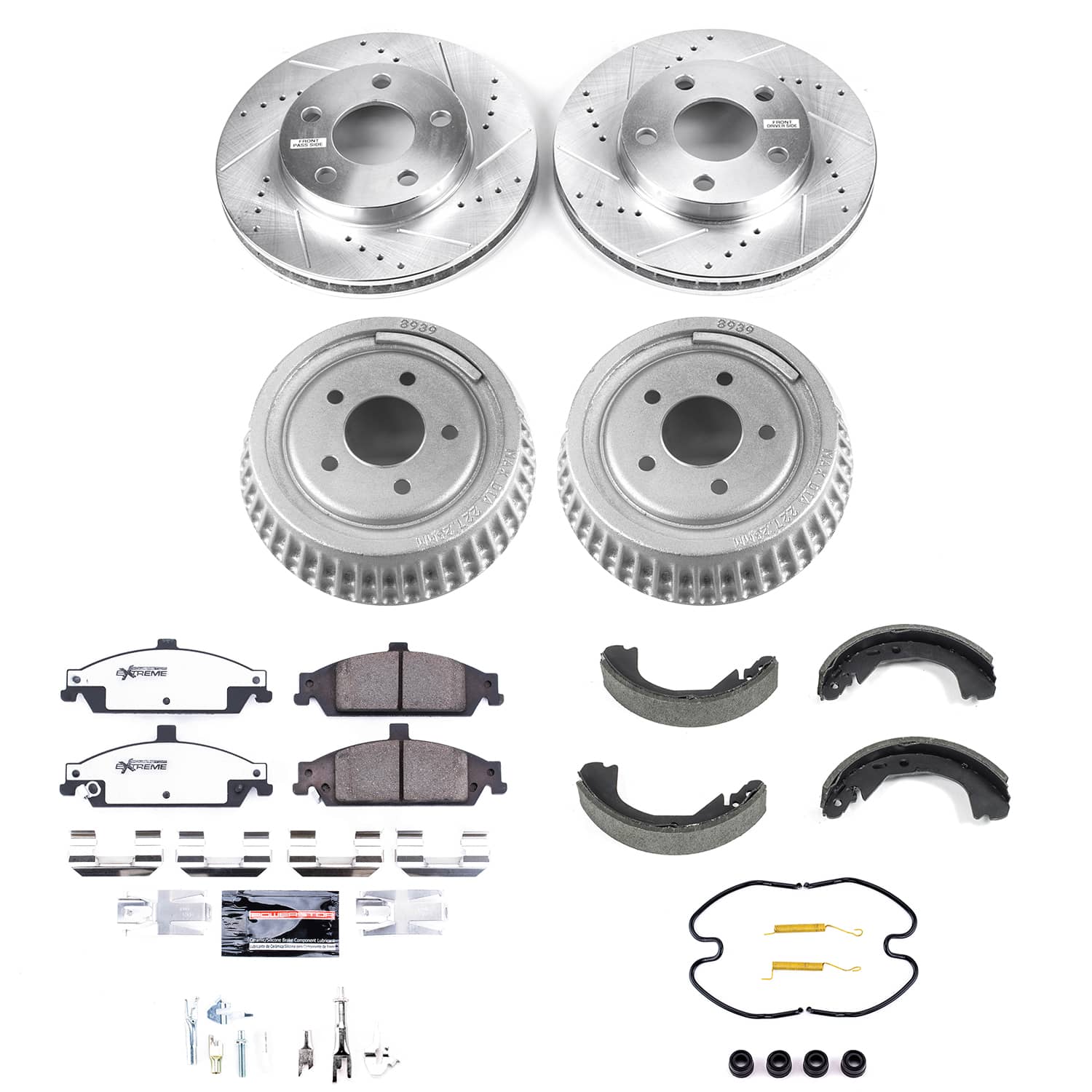 Power Stop K15542DK-26 - Front And Rear Z26 Street Warrior Pad And Rotor Kit With Drum And Brake Shoes vehicle fitment brake part