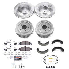 Power Stop K15542DK-26 - Front And Rear Z26 Street Warrior Pad And Rotor Kit With Drum And Brake Shoes vehicle fitment brake part