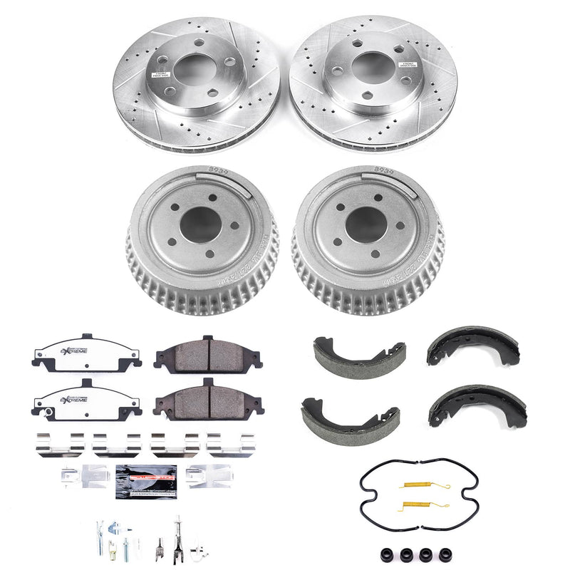 Power Stop K15542DK-26 - Front And Rear Z26 Street Warrior Pad And Rotor Kit With Drum And Brake Shoes vehicle fitment brake part