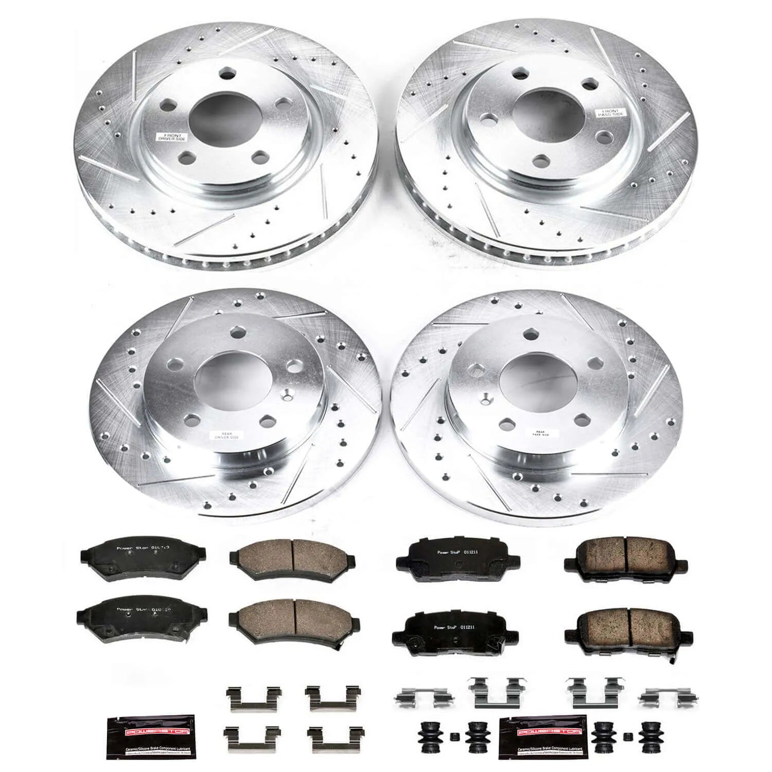 Power Stop K1589 - Z23 Evolution Sport Performance 1-Click Brake Kit With Hardware (Front And Rear)