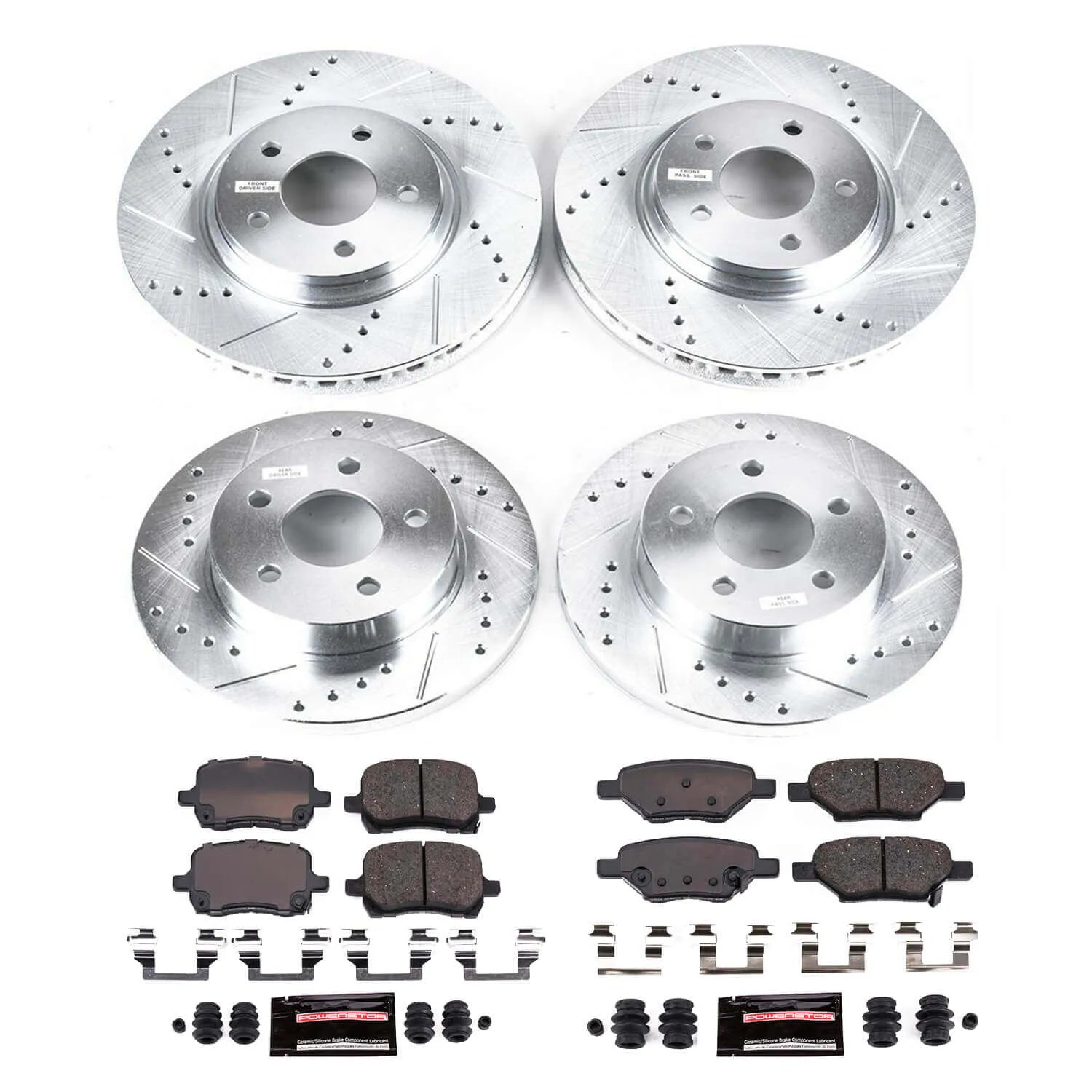 Power Stop K1612 - Z23 Evolution Sport Performance 1-Click Brake Kit With Hardware (Front And Rear)