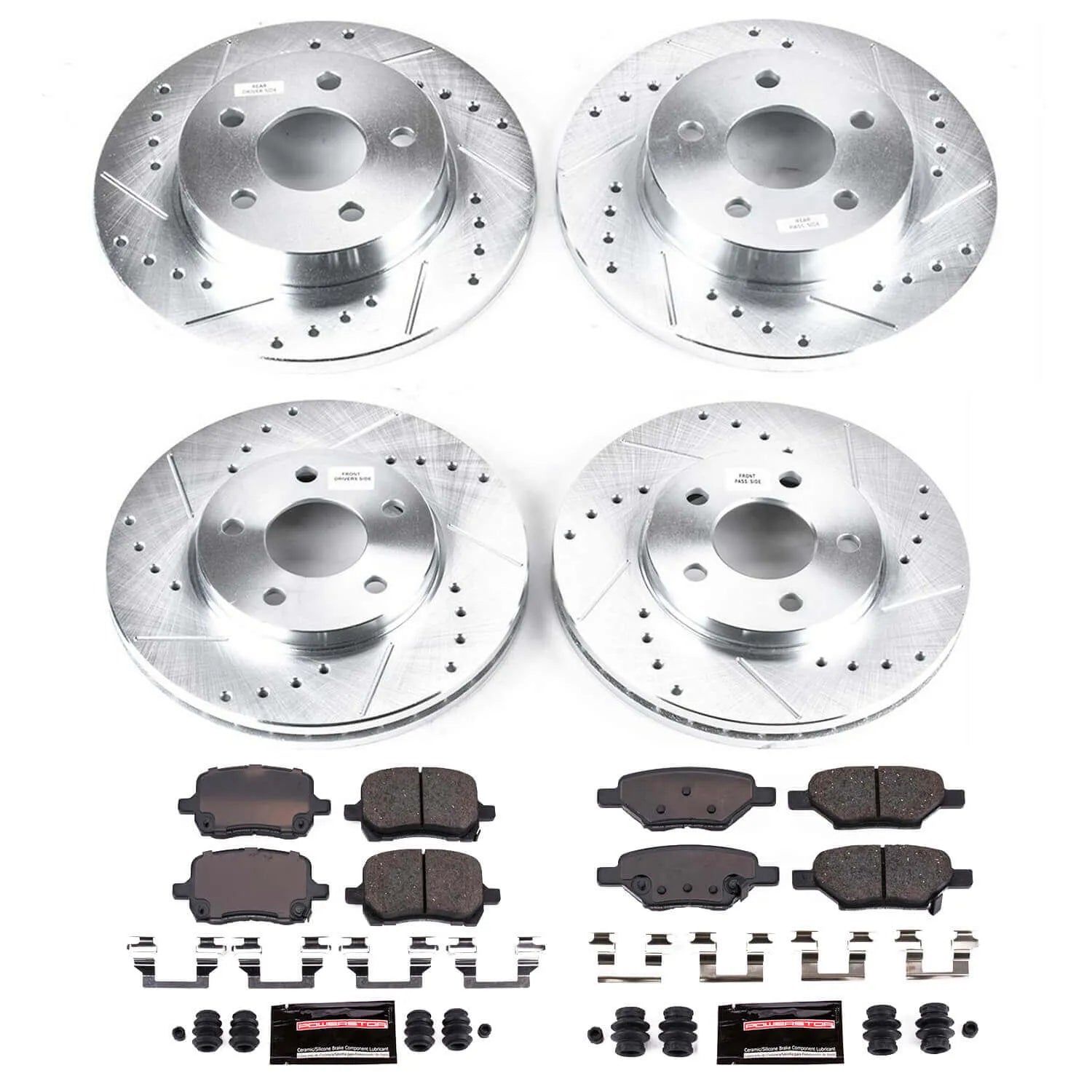 Power Stop K1618 - Z23 Evolution Sport Performance 1-Click Brake Kit With Hardware (Front And Rear)