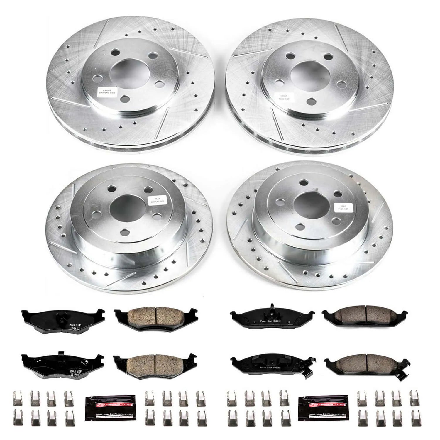 Power Stop K1677 - Z23 Evolution Sport Performance 1-Click Brake Kit With Hardware (Front And Rear)