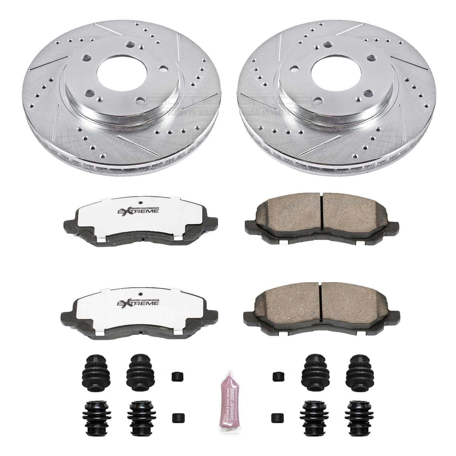 Power Stop K1678-26 Z26 Extreme Street Warrior 1-Click Brake Kit (Front) for 2000-2012 Chrysler Sebring - Coupe (2 product image