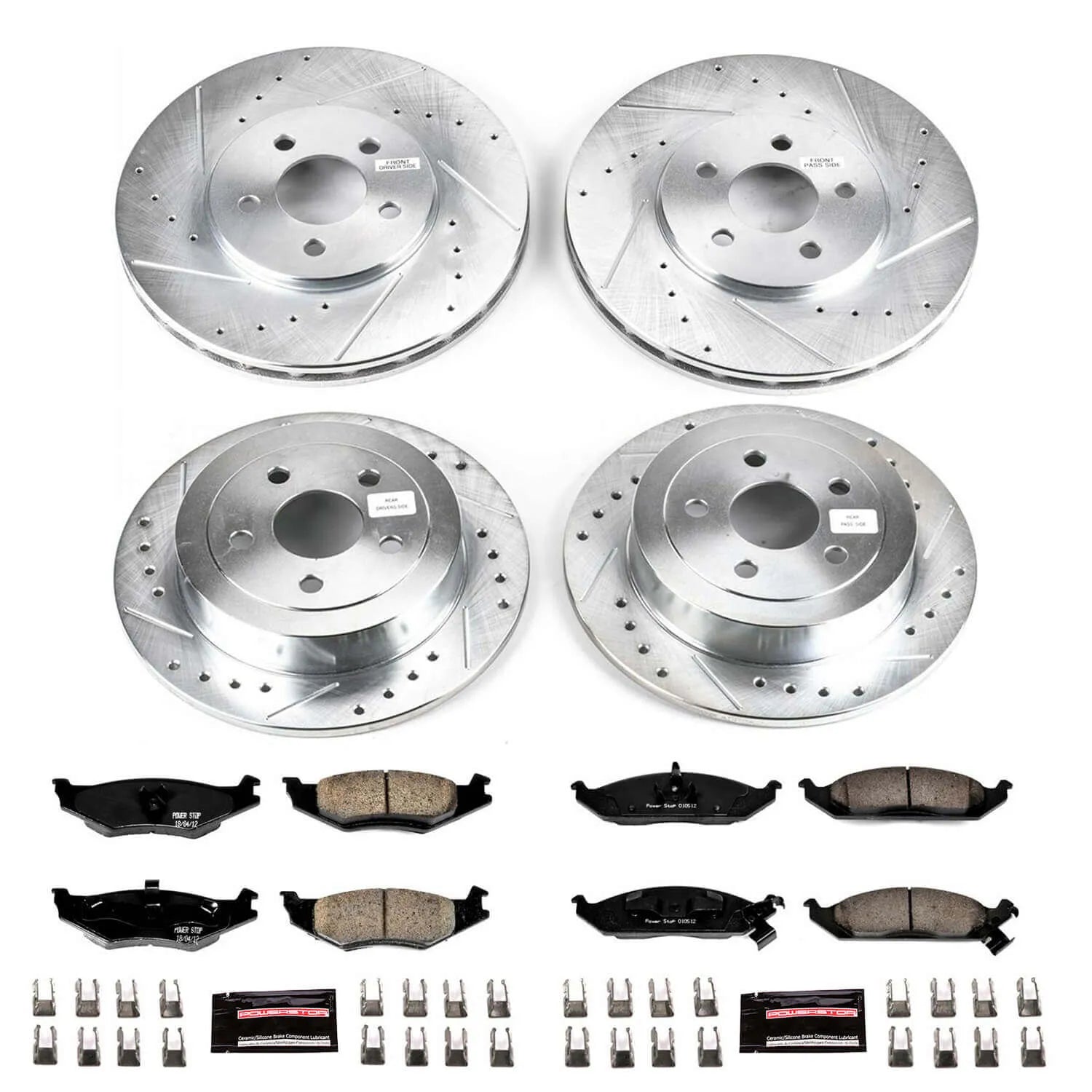 Power Stop K1680 - Z23 Evolution Sport Performance 1-Click Brake Kit With Hardware (Front And Rear)