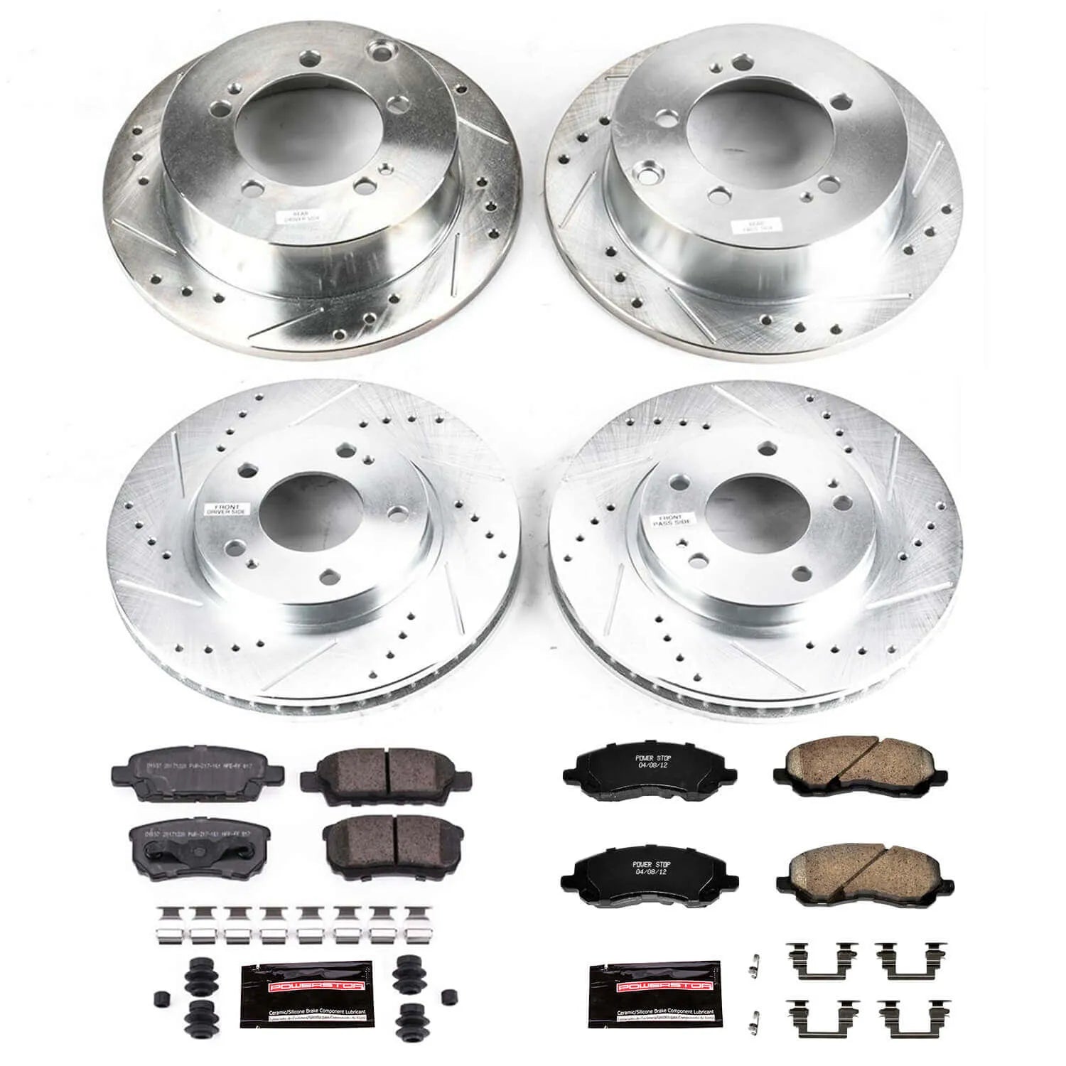 Power Stop K1682 - Z23 Evolution Sport Performance 1-Click Brake Kit With Hardware (Front And Rear)