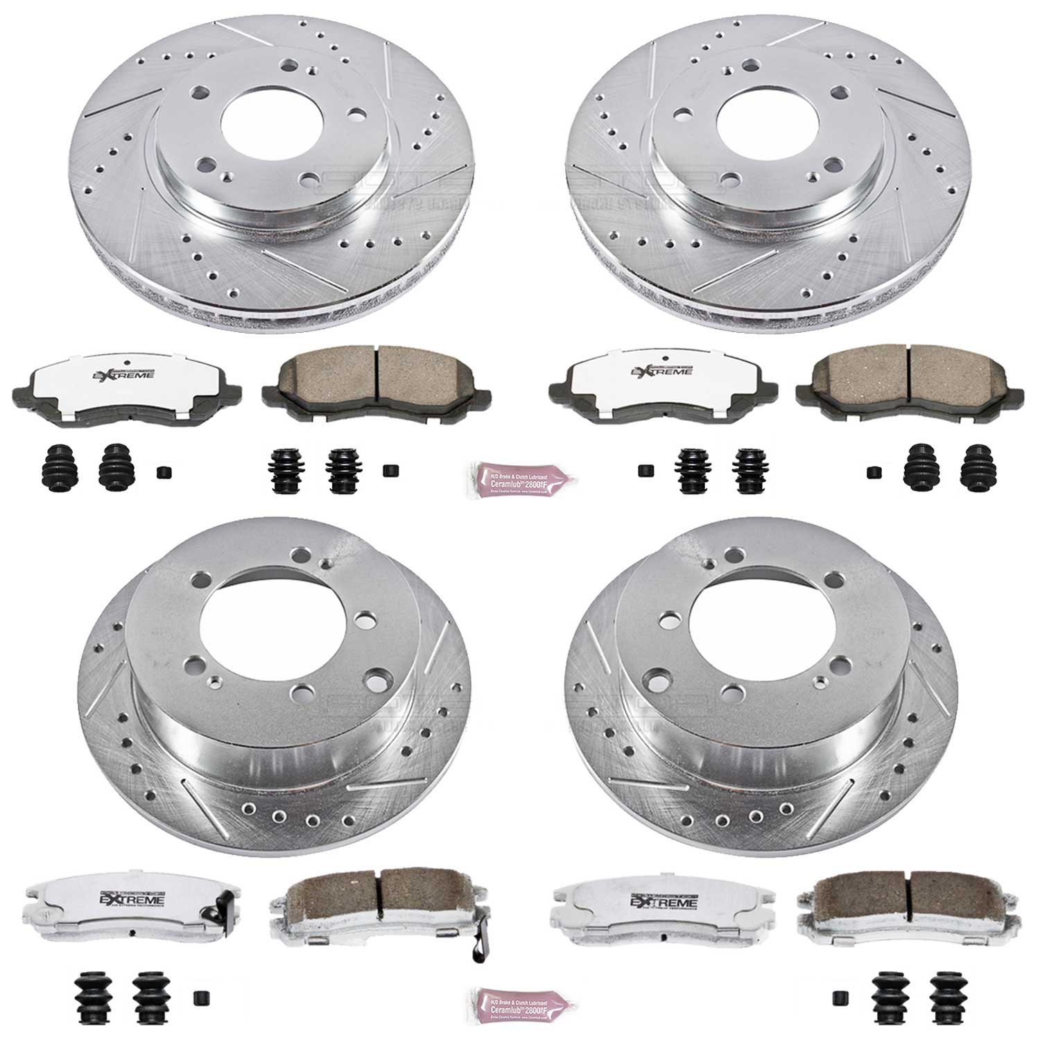 Power Stop K1683-26 Z26 Extreme Street Warrior 1-Click Brake Kit (Front And Rear) for 2000-2005 Chrysler Sebring Coupe (2 Door) product image