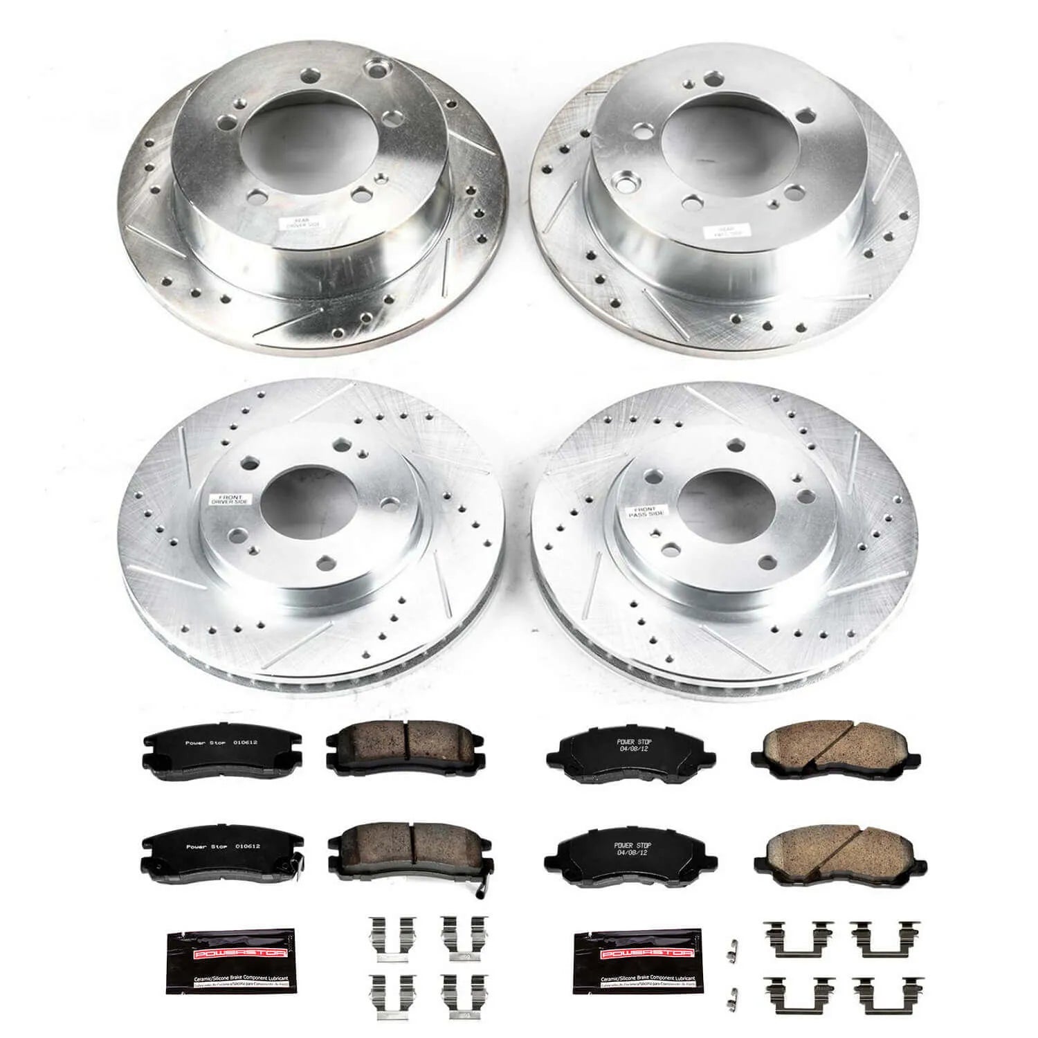 Power Stop K1683 - Z23 Evolution Sport Performance 1-Click Brake Kit With Hardware (Front And Rear)