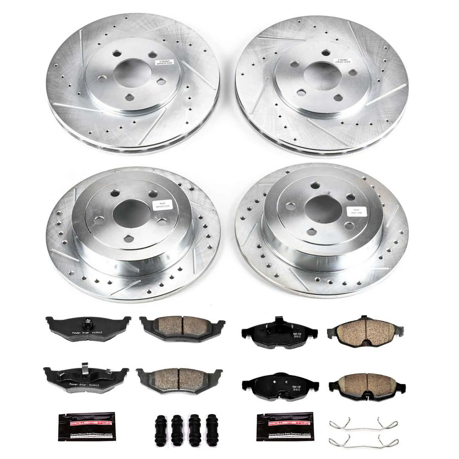 Power Stop K1685 - Z23 Evolution Sport Performance 1-Click Brake Kit (Front And Rear)
