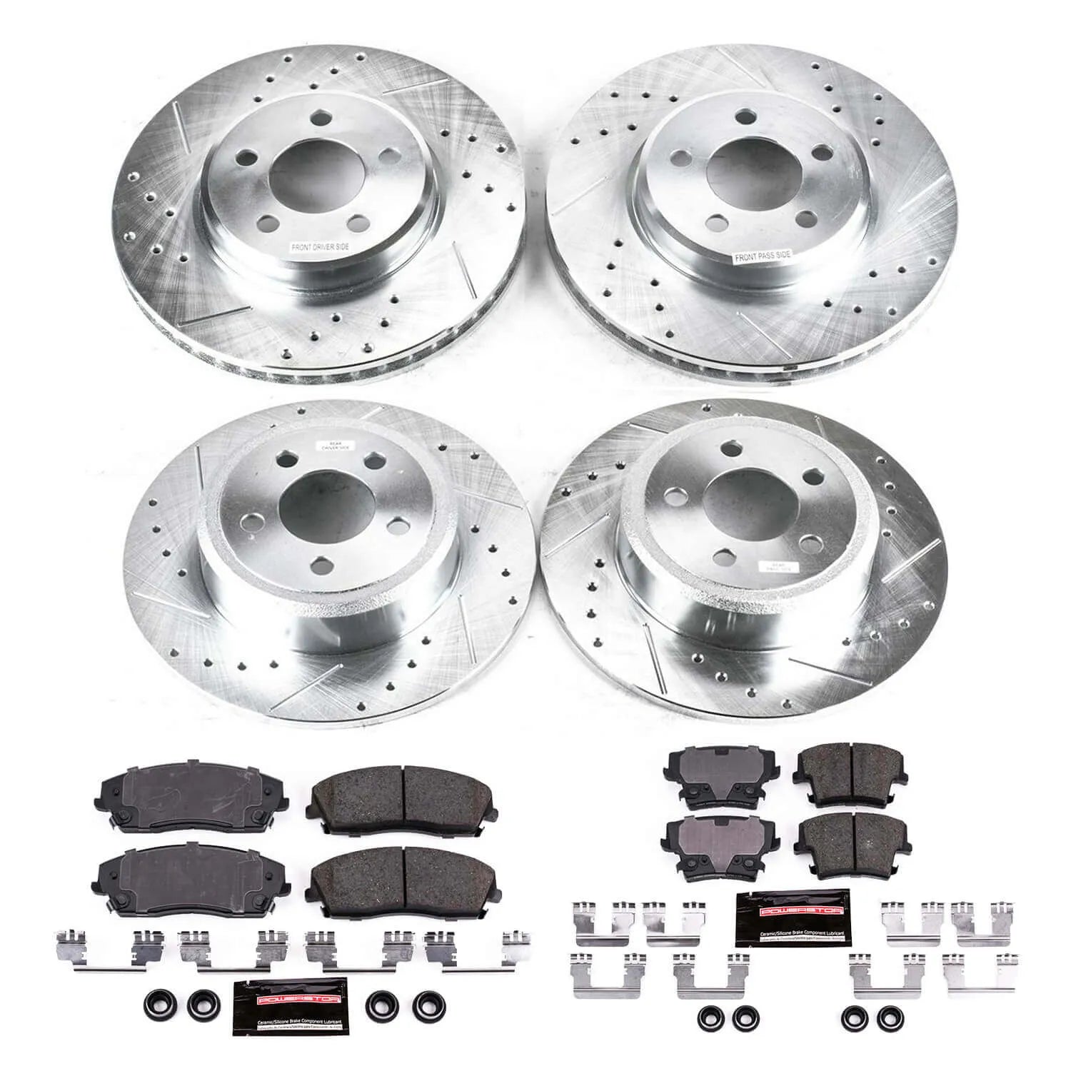 Power Stop K1715 - Z23 Evolution Sport Performance 1-Click Brake Kit With Hardware (Front And Rear)