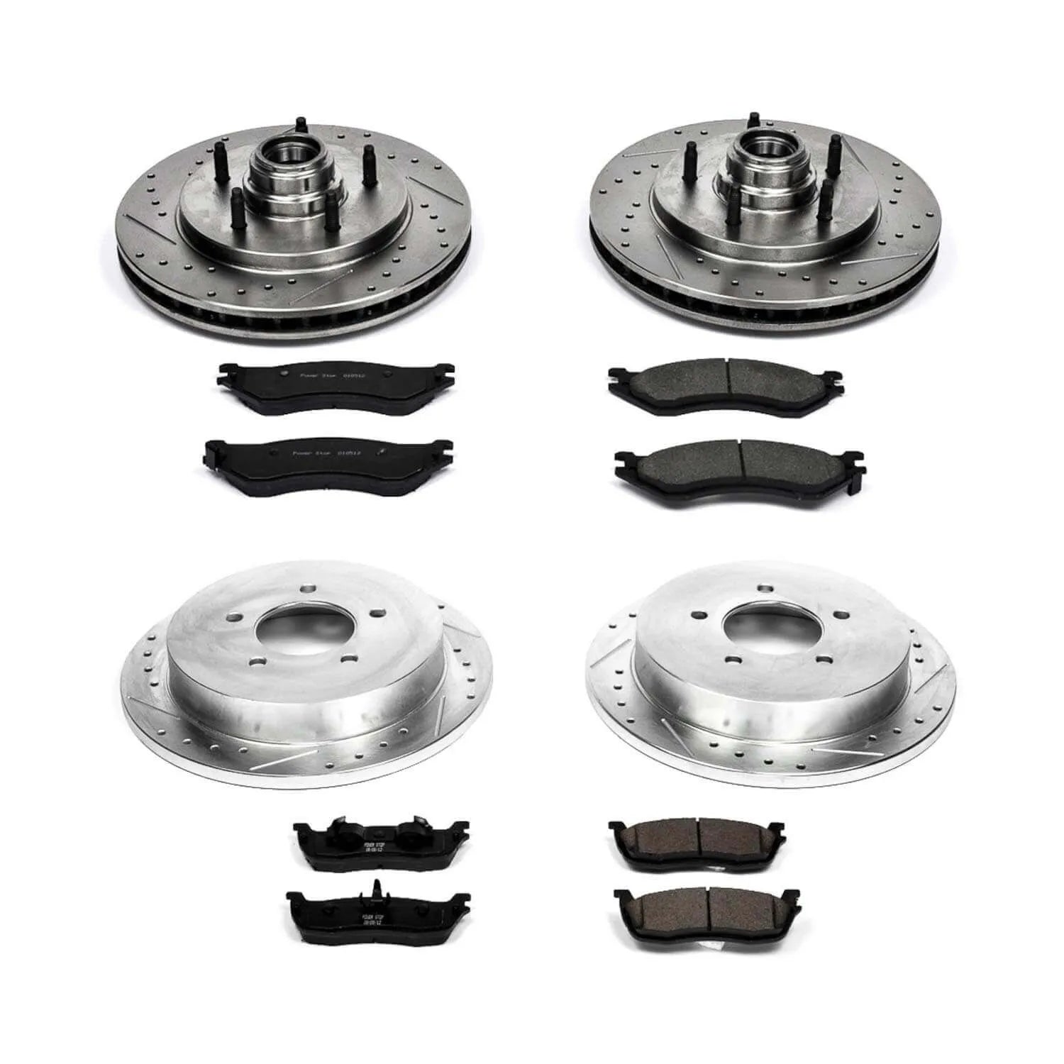Power Stop K1880 - Z23 Evolution Sport Performance 1-Click Brake Kit With Hardware - 12 mm Stud (Front And Rear)