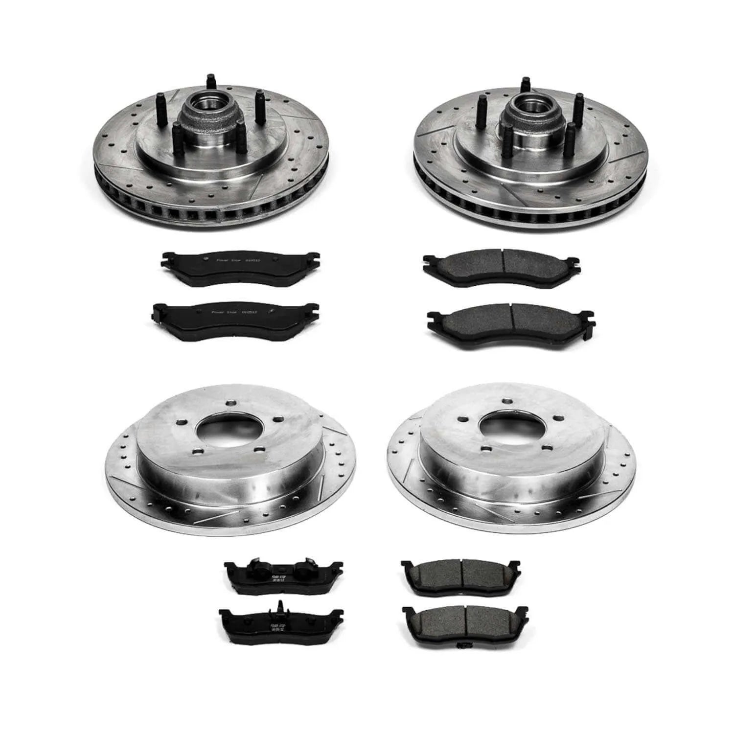 Power Stop K1919 - Z23 Evolution Sport Performance 1-Click Brake Kit With Hardware - 14 mm Stud (Front And Rear)