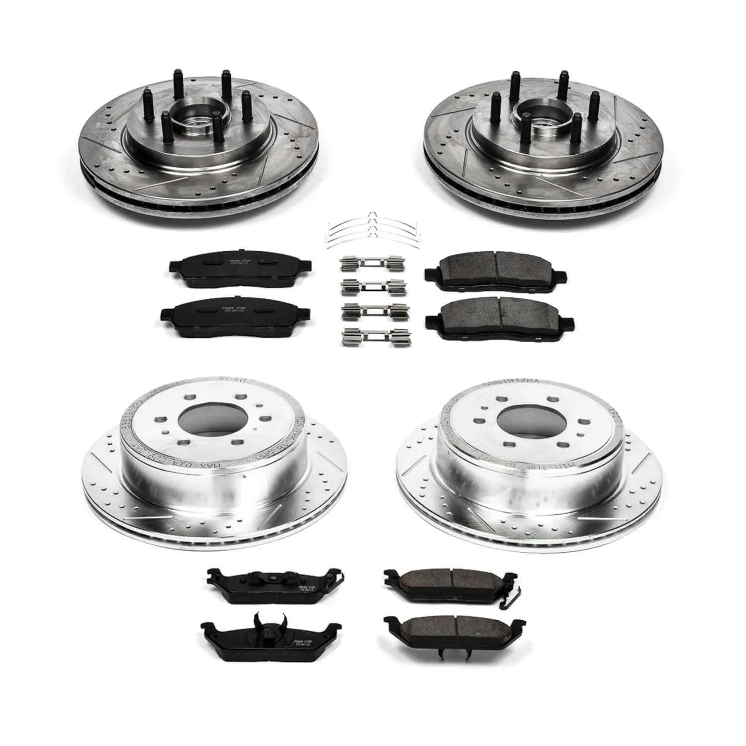 Power Stop K1940 - Z23 Evolution Sport Performance 1-Click Brake Kit With Hardware (Front And Rear)