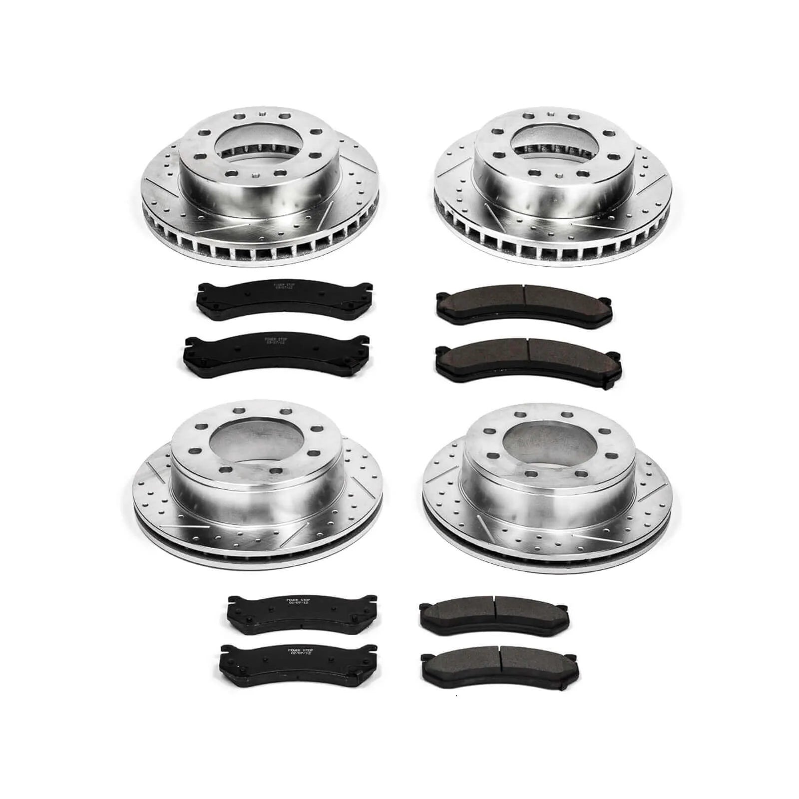 Power Stop K2027 - Z23 Evolution Sport Performance 1-Click Brake Kit With Hardware - Without 2 in. Body Lift (Front And Rear)