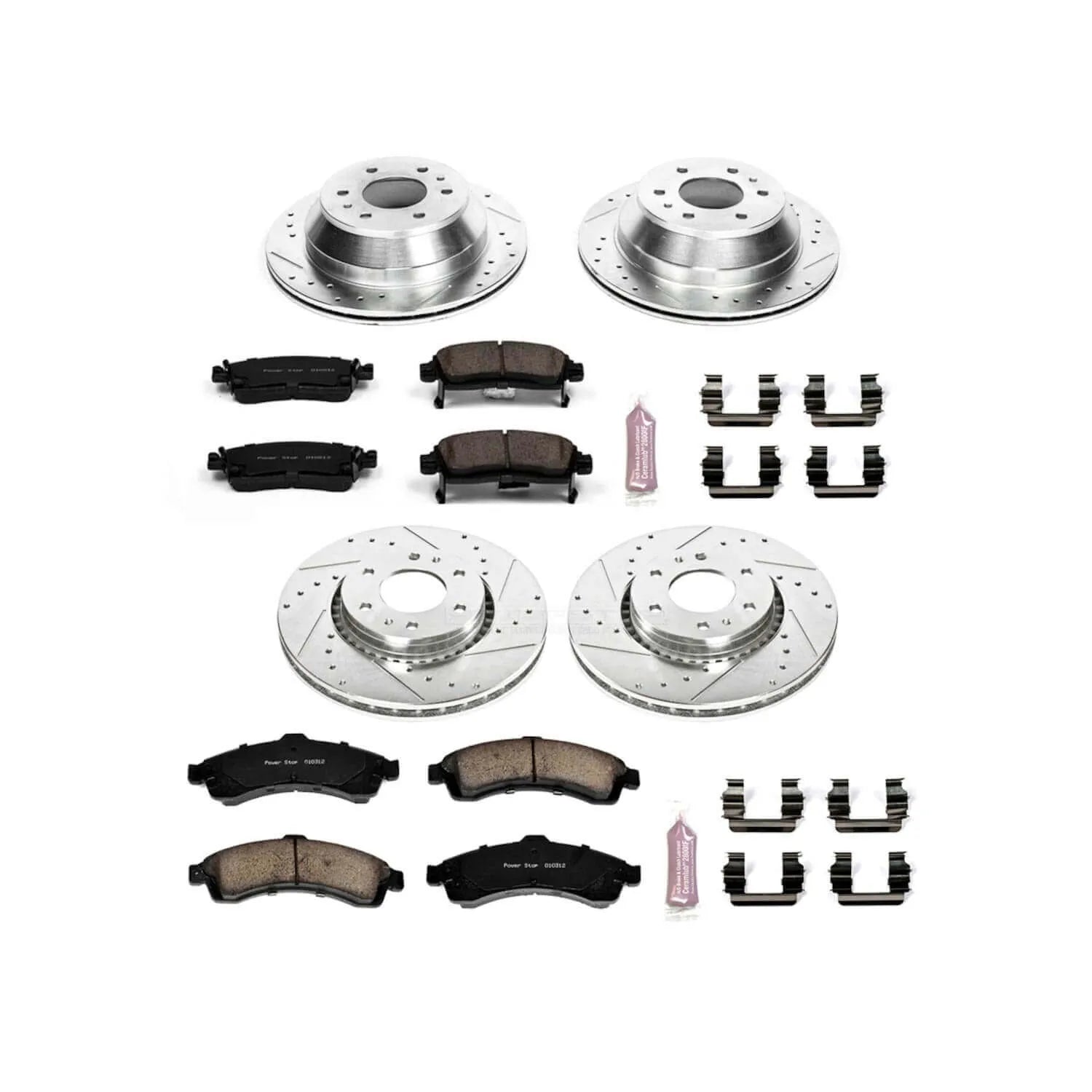Power Stop K2062 - Z23 Evolution Sport Performance 1-Click Brake Kit With Hardware (Front And Rear)