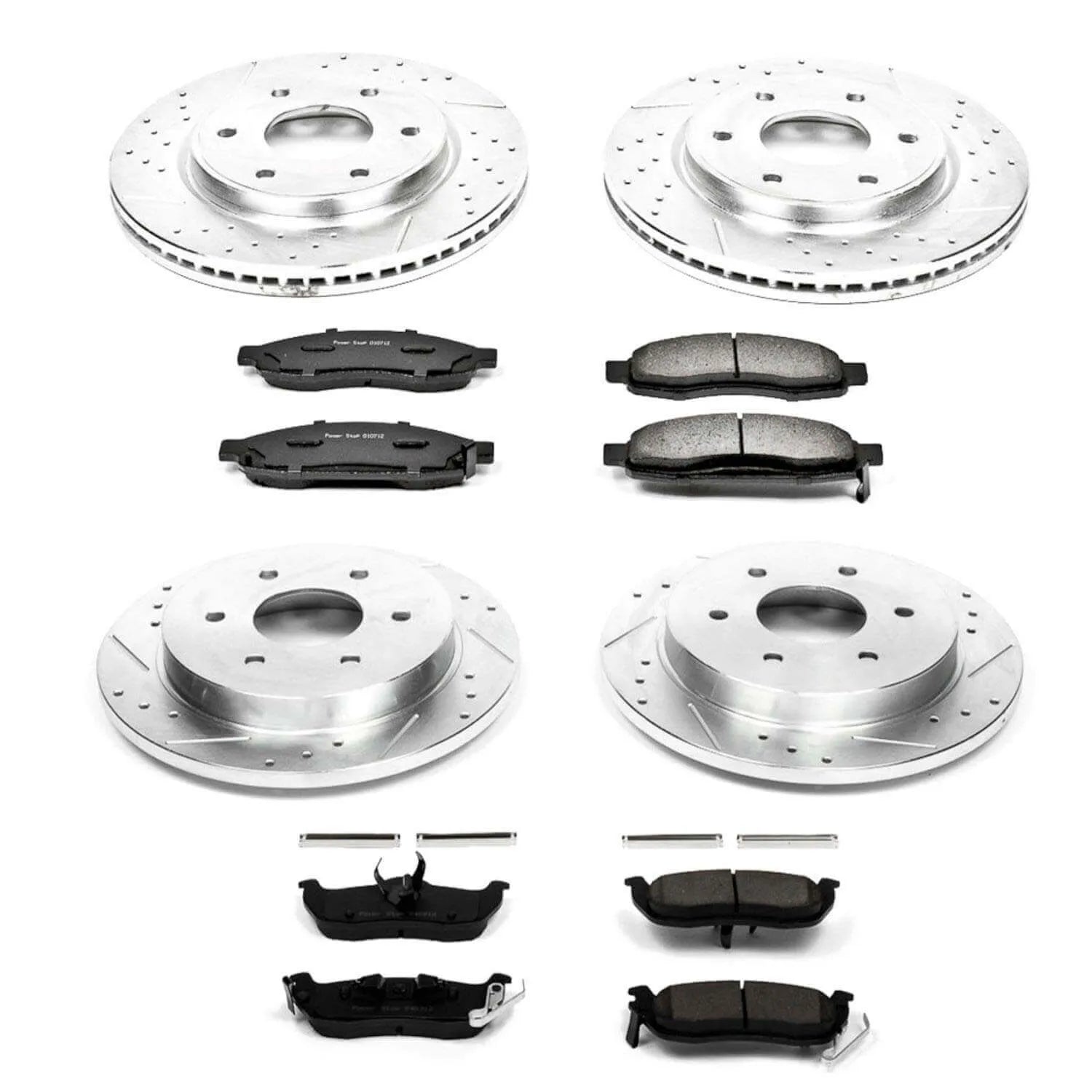 Power Stop K212 - Z23 Evolution Sport Performance 1-Click Brake Kit With Hardware (Front And Rear)