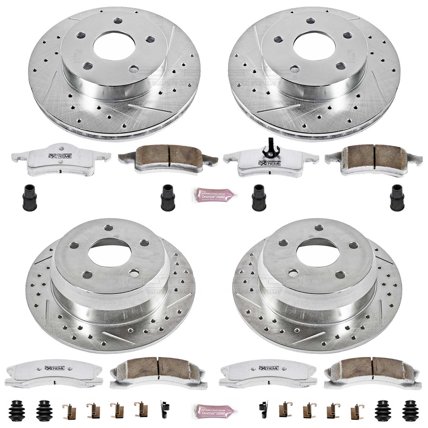 Power Stop K2148-26 Z26 Extreme Street Warrior 1-Click Brake Kit (Front And Rear) for 1999-2002 Jeep Grand Cherokee product image
