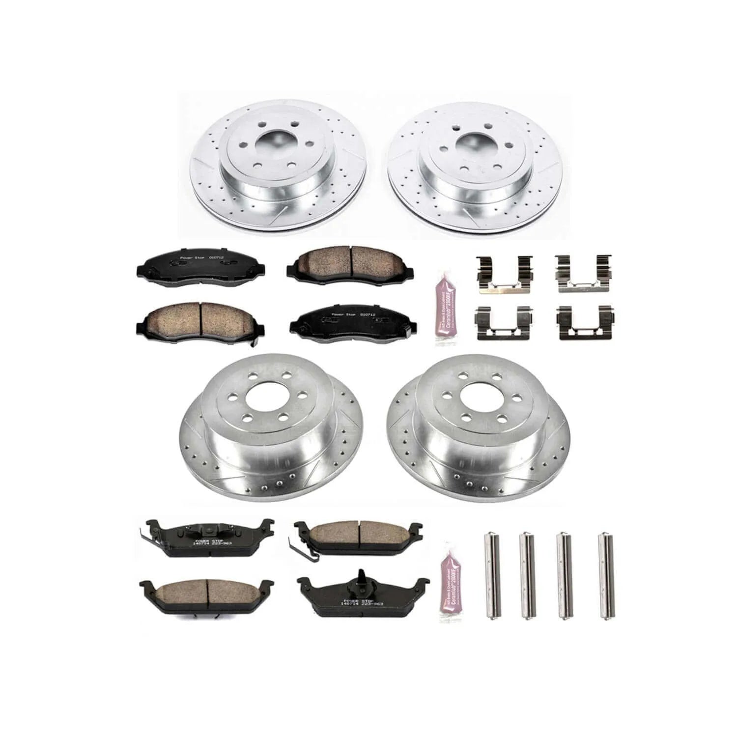 Power Stop K2188 - Z23 Evolution Sport Performance 1-Click Brake Kit With Hardware (Front And Rear)