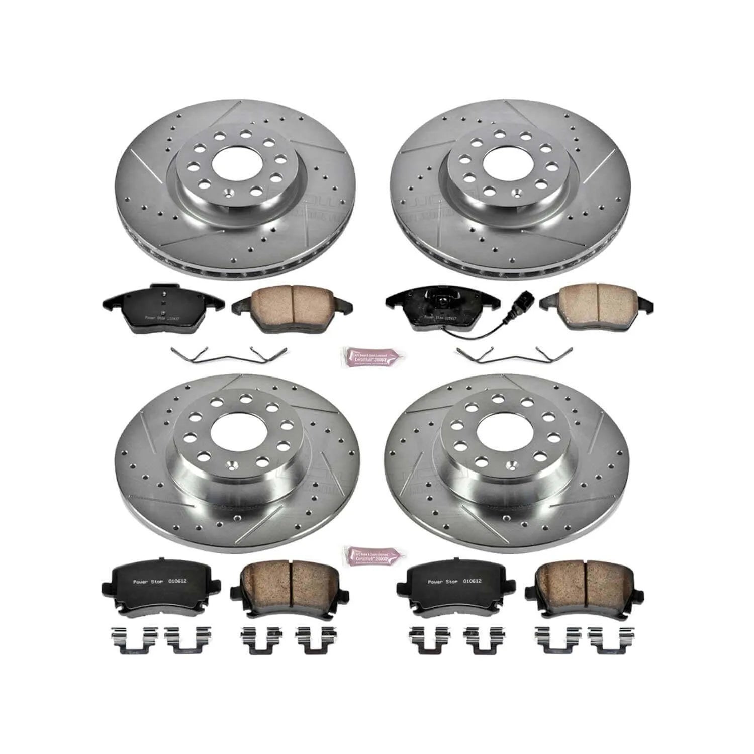 Power Stop K2260 - Z23 Evolution Sport Performance 1-Click Brake Kit With Hardware (Front And Rear)