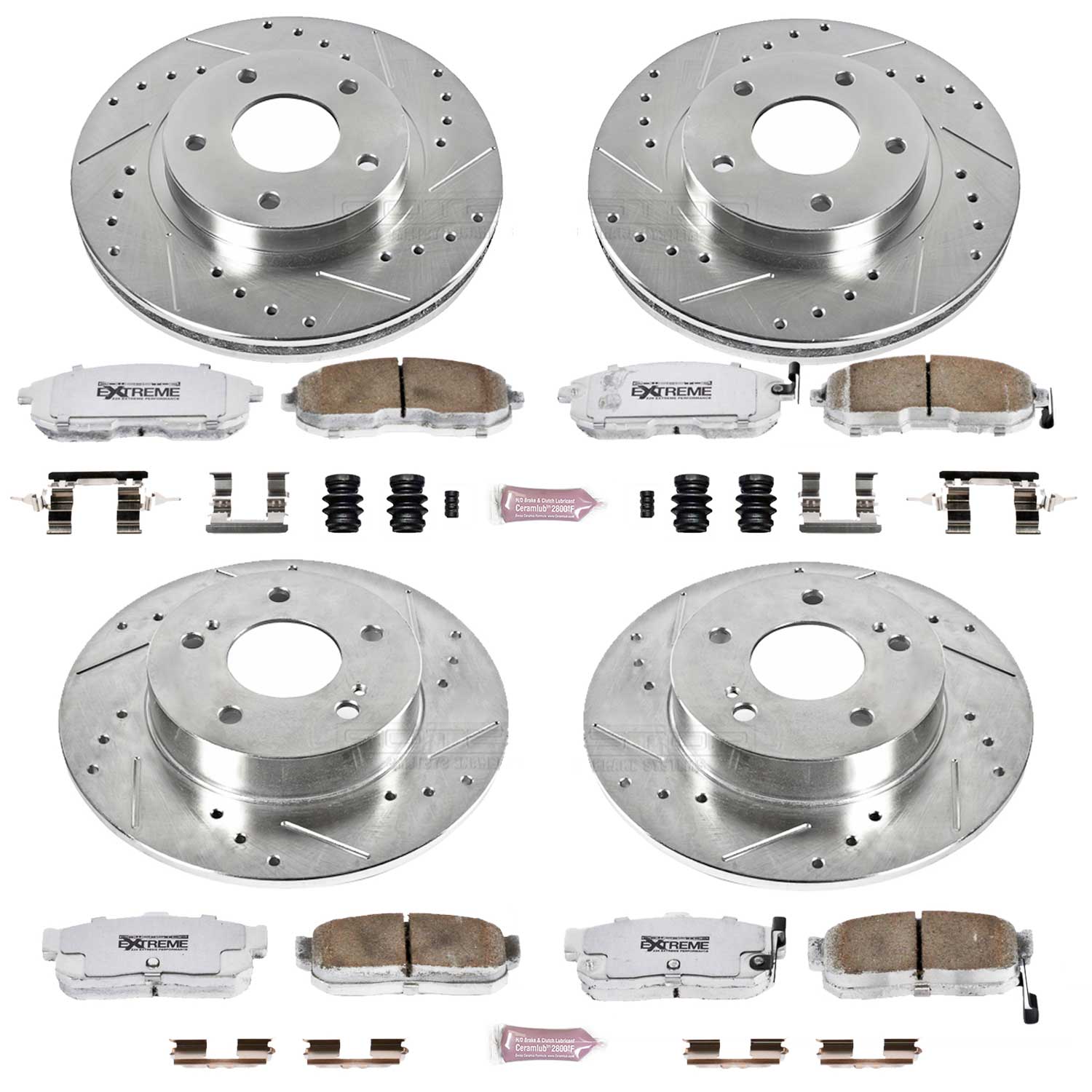 Power Stop K2281-26 Z26 Extreme Street Warrior 1-Click Brake Kit (Front And Rear) for 2000-2001 INFINITI I30 product image
