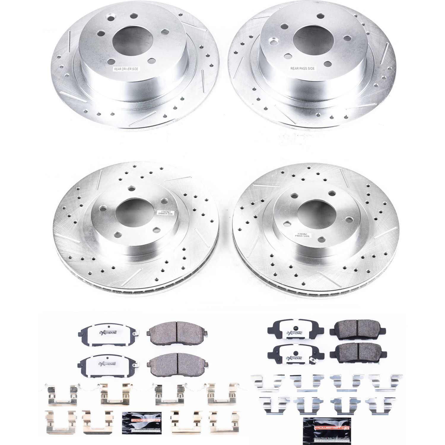 Power Stop K2283-26 Z26 Extreme Street Warrior 1-Click Brake Kit (Front And Rear) for 2002-2006 Nissan Altima product image