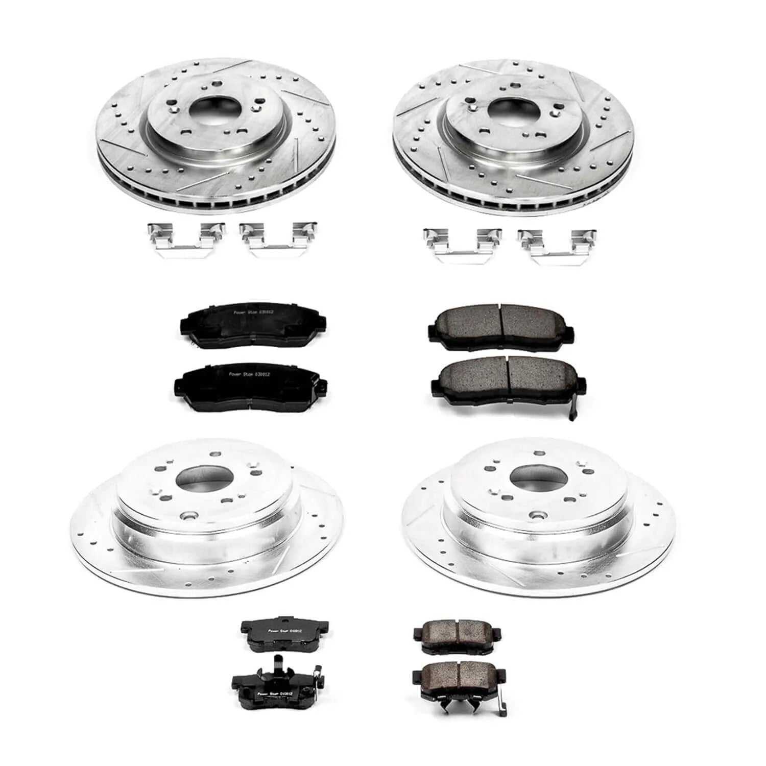 Power Stop K229 - Z23 Evolution Sport Performance 1-Click Brake Kit With Hardware (Front And Rear)