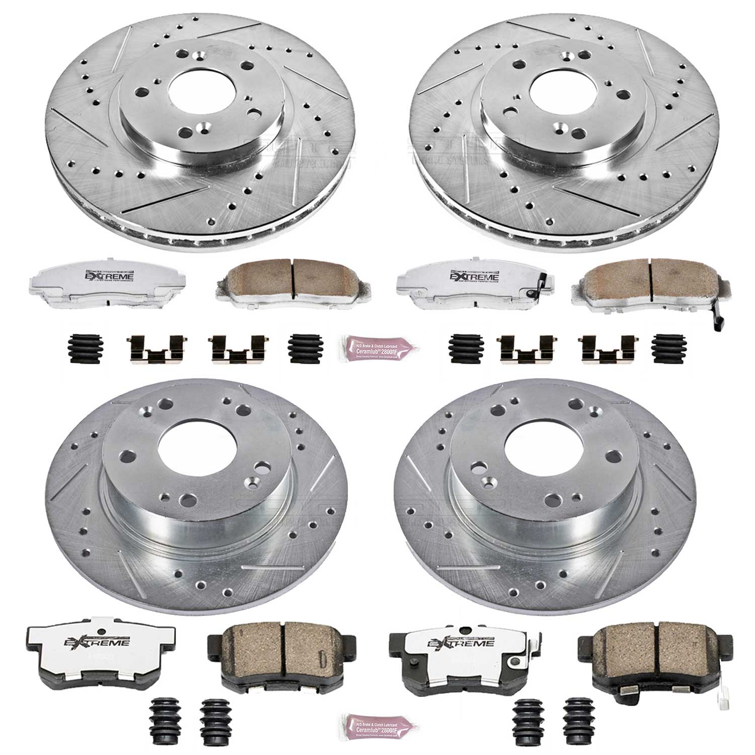 Power Stop K2297-26 Z26 Extreme Street Warrior 1-Click Brake Kit (Front And Rear) for 2003-2008 Acura Tsx product image