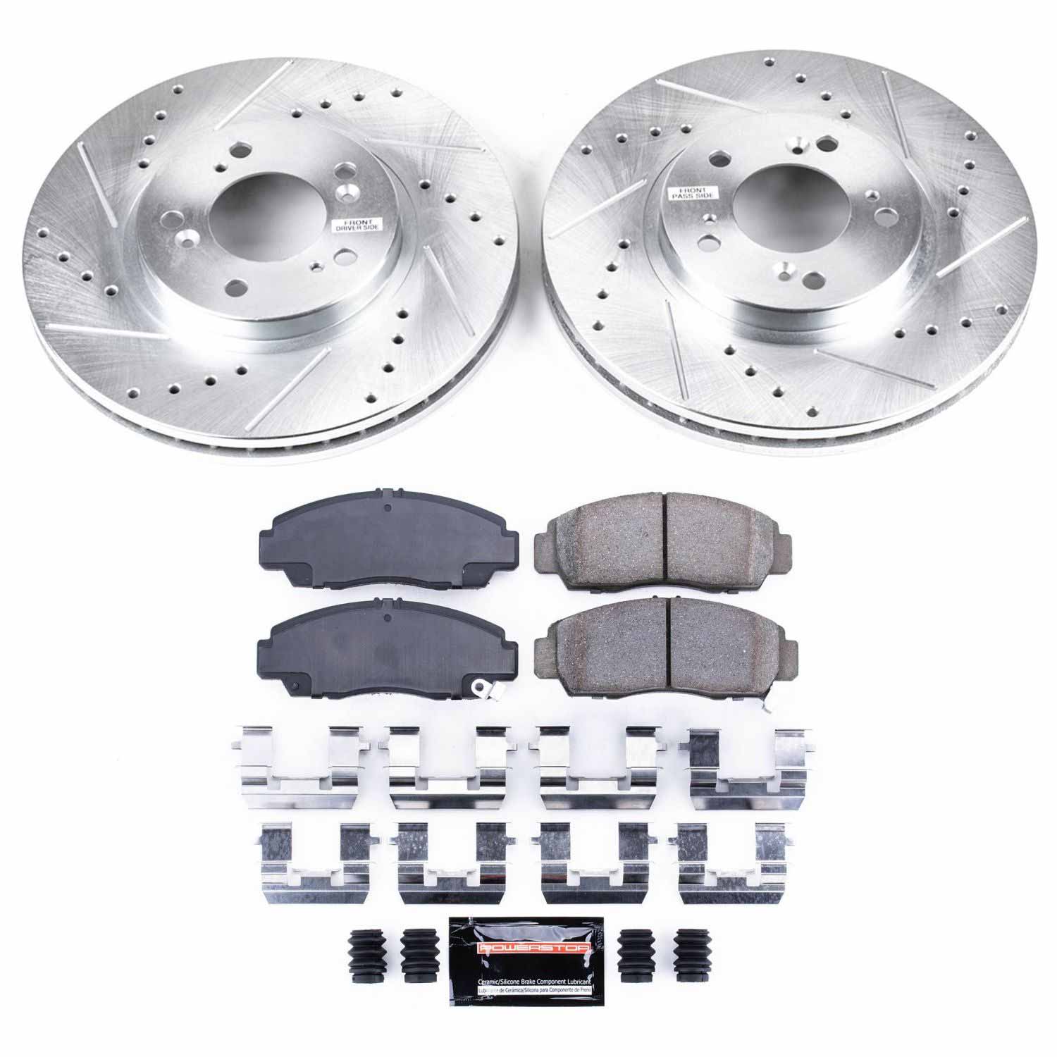 Power Stop K2309 - Z23 Evolution Sport Performance 1-Click Brake Kit With Hardware (Front)