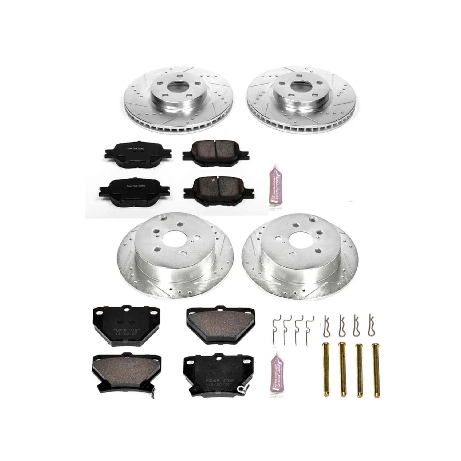 Power Stop K2314 - Z23 Evolution Sport Performance 1-Click Brake Kit With Hardware (Front And Rear)
