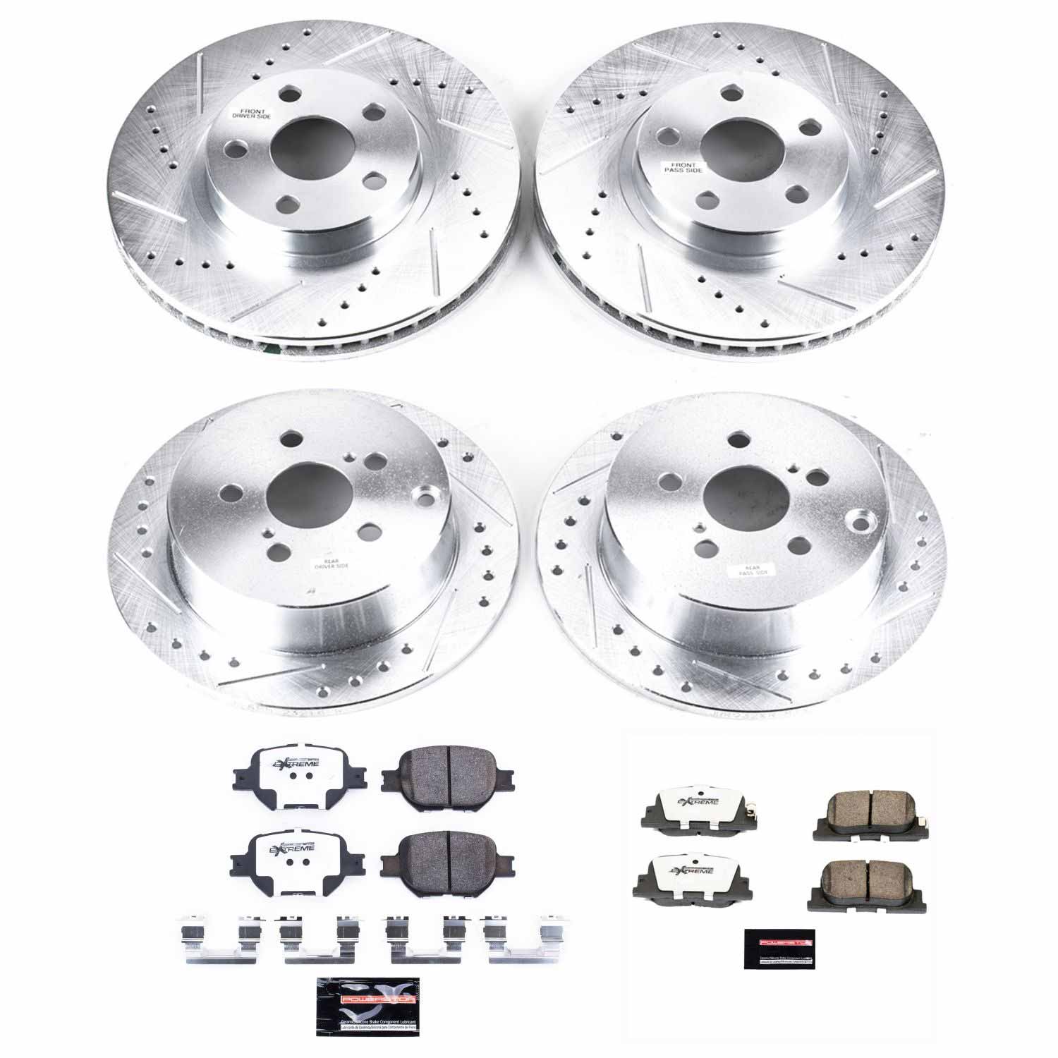Power Stop K2315-26 Z26 Extreme Street Warrior 1-Click Brake Kit (Front And Rear) for 2005-2010 Scion Tc product image