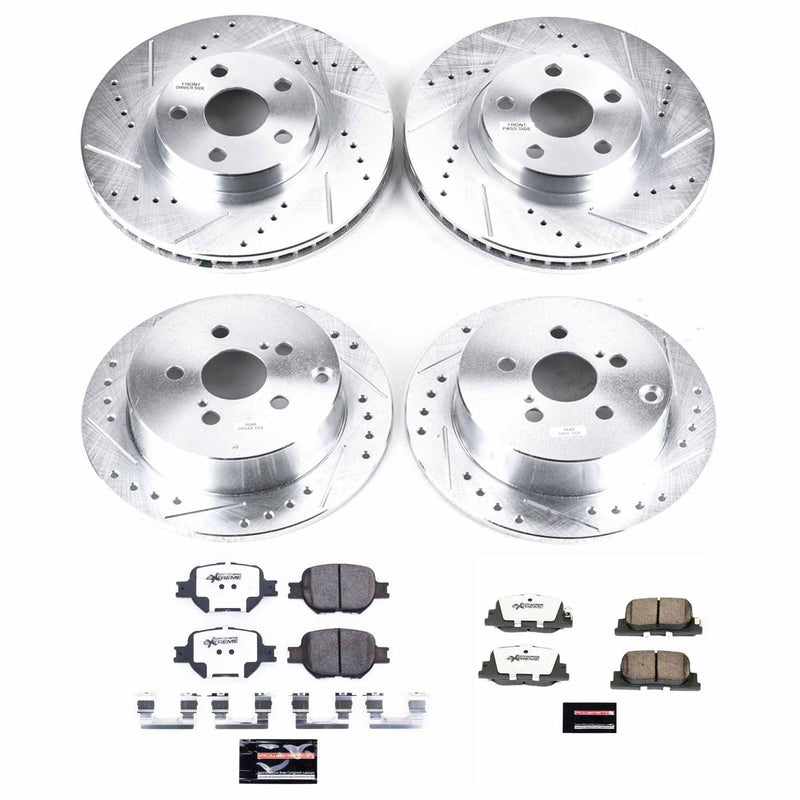 Power Stop K2315-26 Z26 Extreme Street Warrior 1-Click Brake Kit (Front And Rear) for 2005-2010 Scion Tc product image