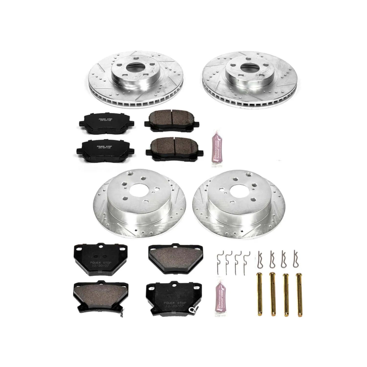 Power Stop K2317 - Z23 Evolution Sport Performance 1-Click Brake Kit With Hardware (Front And Rear)