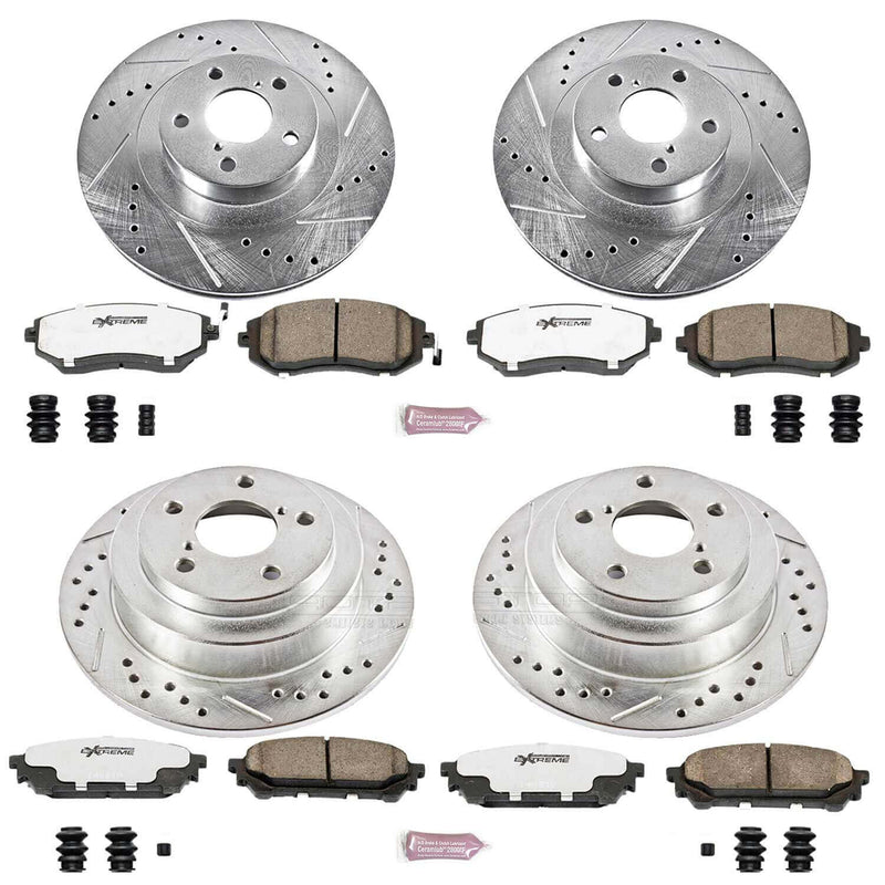 Power Stop K2376-26 Z26 Extreme Street Warrior 1-Click Brake Kit (Front And Rear) for 2003-2008 Saab 9-2X Aero product image