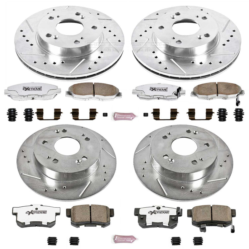 Power Stop K2385-26 Z26 Extreme Street Warrior 1-Click Brake Kit (Front And Rear) for 2006-2011 Honda Civic product image