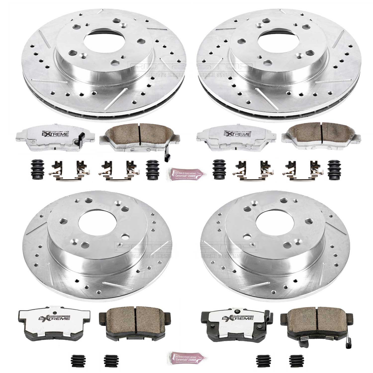 Power Stop K2387-26 Z26 Extreme Street Warrior 1-Click Brake Kit (Front And Rear) for 2002-2006 Acura Rsx product image