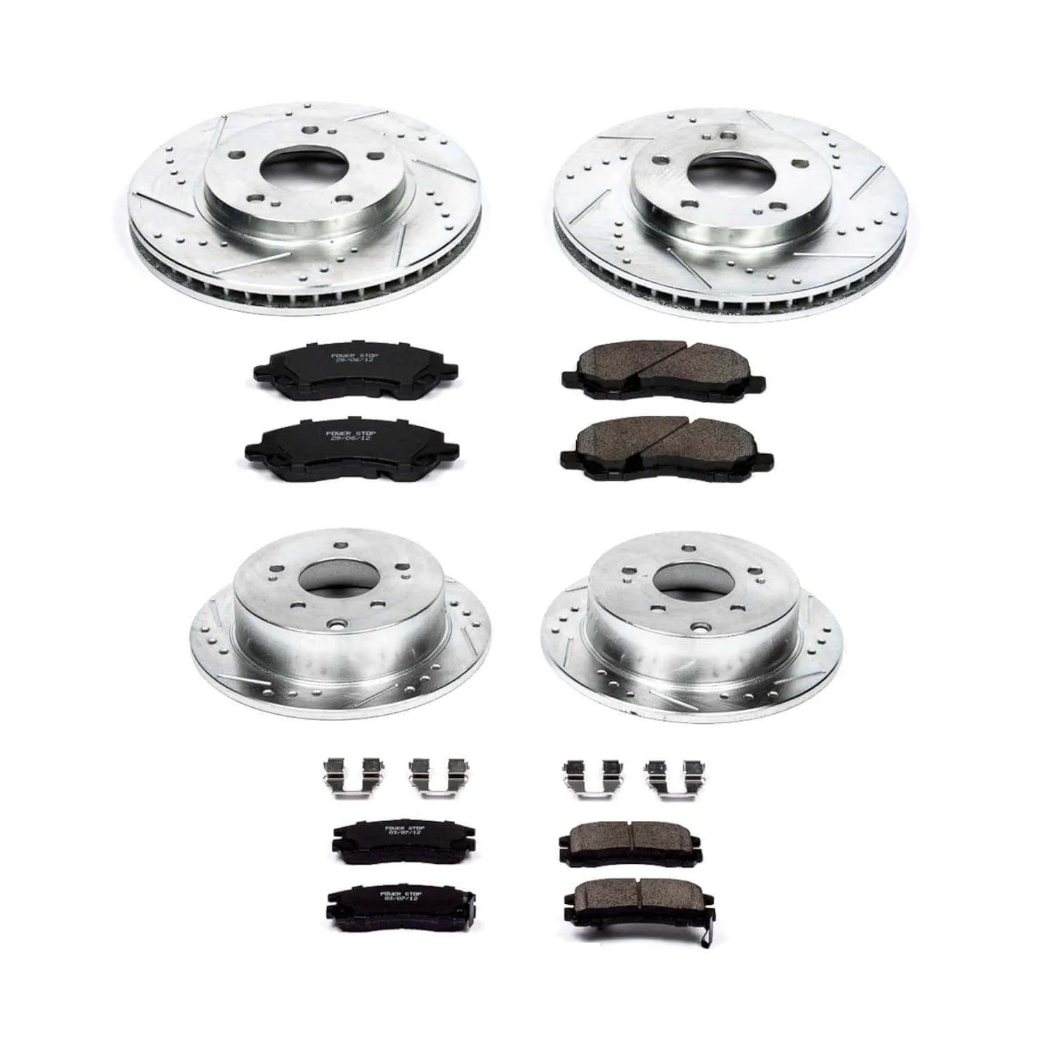 Power Stop K2395 - Z23 Evolution Sport Performance 1-Click Brake Kit With Hardware (Front And Rear)