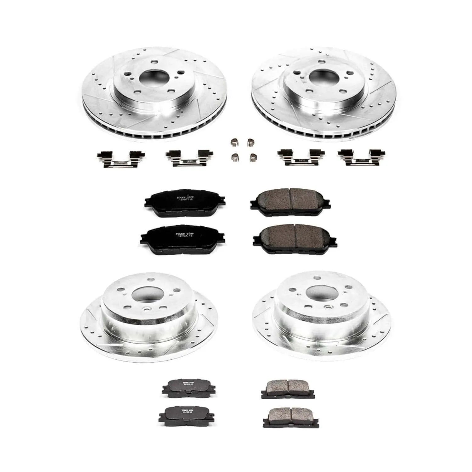 Power Stop K2413 - Z23 Evolution Sport Performance 1-Click Brake Kit With Hardware (Front And Rear)
