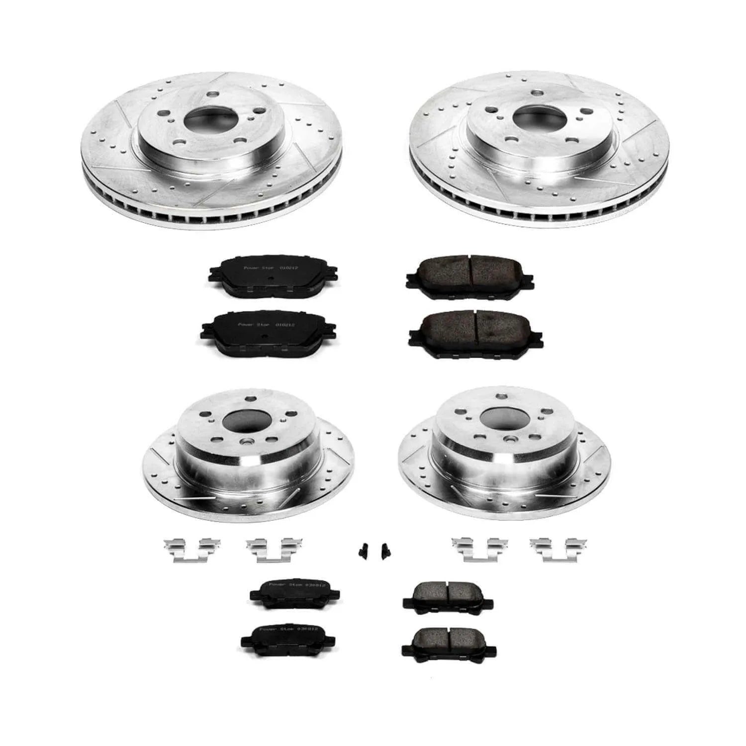 Power Stop K2415 - Z23 Evolution Sport Performance 1-Click Brake Kit With Hardware - Straight Hub (Front And Rear)