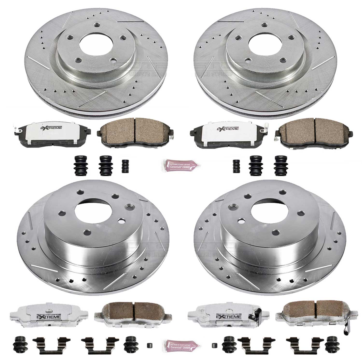 Power Stop K242-26 Z26 Extreme Street Warrior 1-Click Brake Kit (Front And Rear) for 2010-2013 Nissan Altima product image