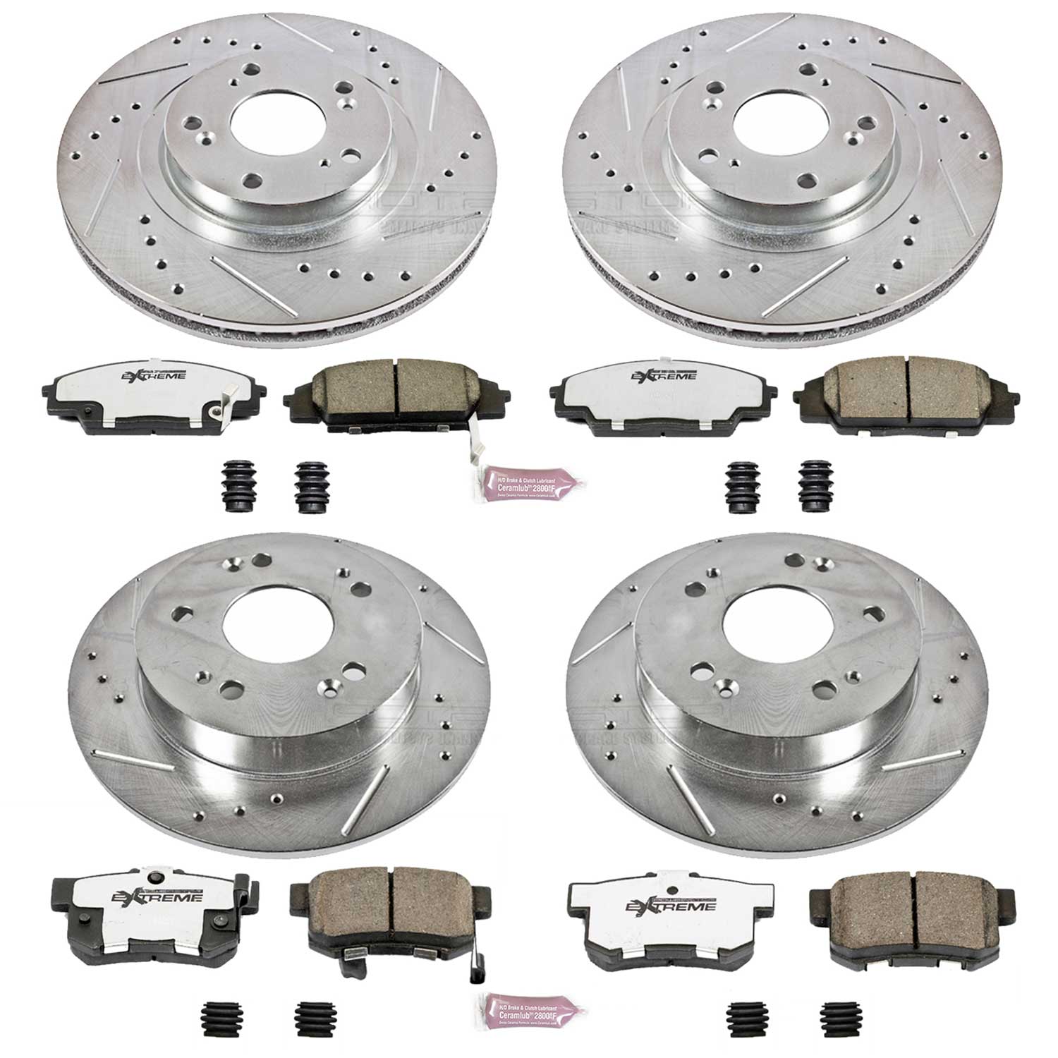 Power Stop K2440-26 Z26 Extreme Street Warrior 1-Click Brake Kit (Front And Rear) for 2006-2011 Honda Civic product image