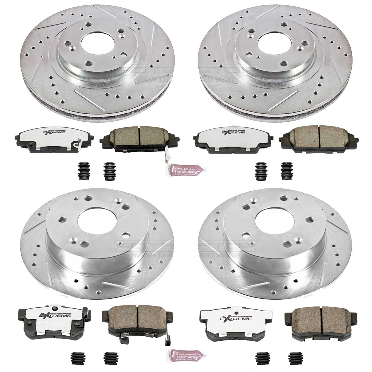 Power Stop K2441-26 Z26 Extreme Street Warrior 1-Click Brake Kit (Front And Rear) for 2002-2006 Acura Rsx Type-S product image