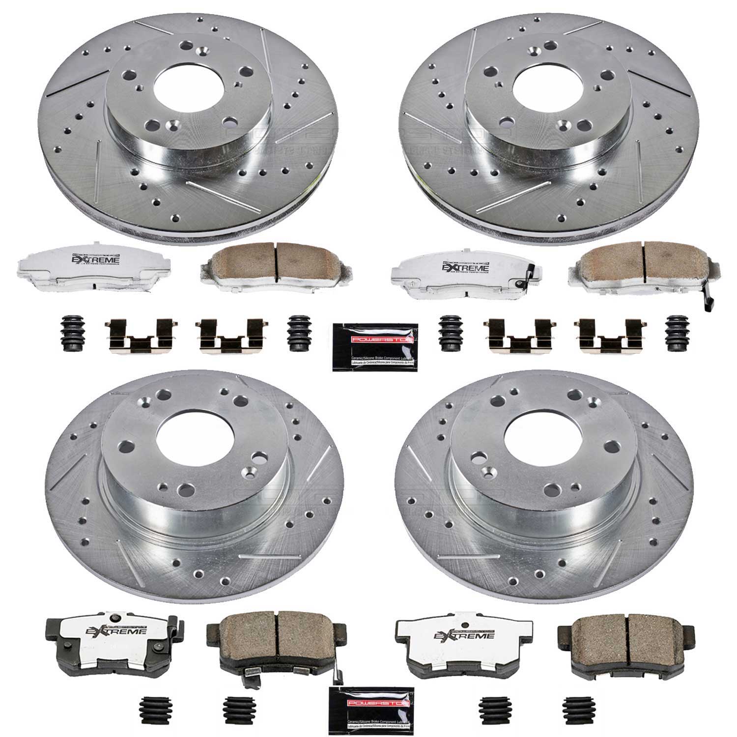 Power Stop K2557-26 Z26 Extreme Street Warrior 1-Click Brake Kit (Front And Rear) for 2003-2007 Honda Accord Coupe (2 Door) product image