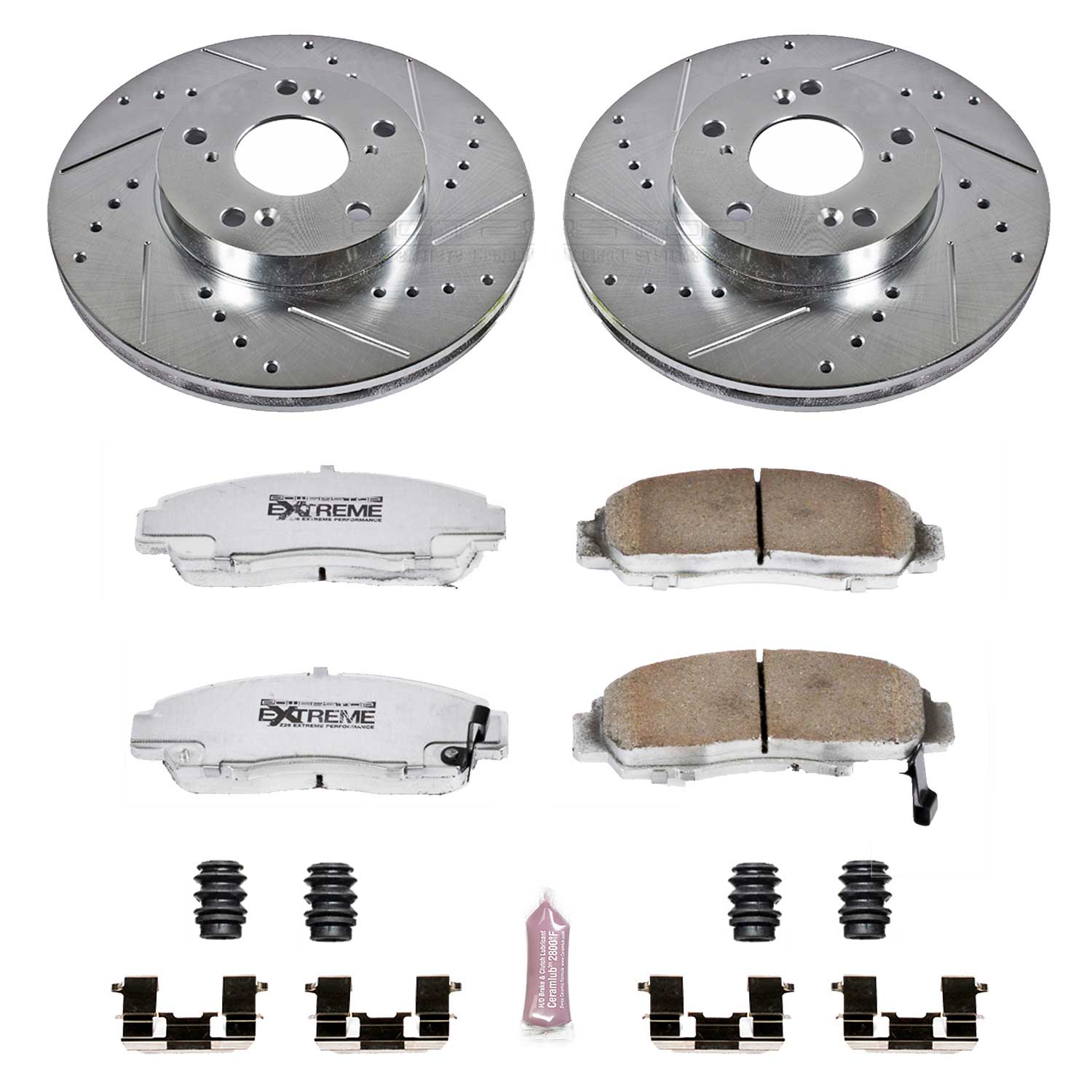 Power Stop K2558-26 Z26 Extreme Street Warrior 1-Click Brake Kit (Front) for 2003-2007 Honda Accord Coupe (2 Door) product image